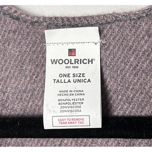Woolrich Poncho Wrap Womens One Size Pink Gray Plaid Fringe Open Front Cape - Picture 3 of 8